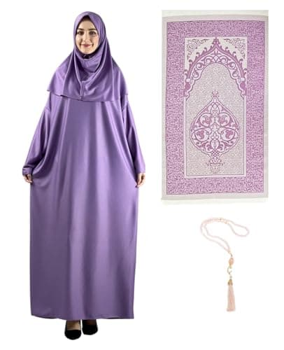 Prien Women's Hijab Rug Tasbih Islamic Prayer Dress for Eid Ramadan