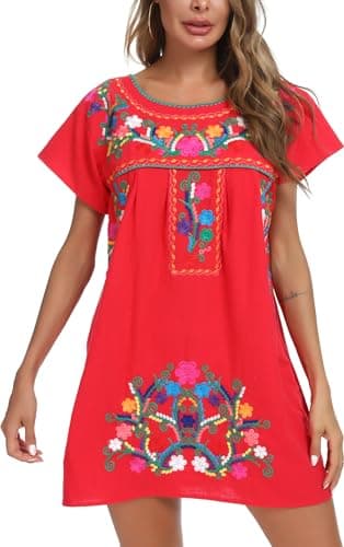Mexican Embroidered Dress for Women
