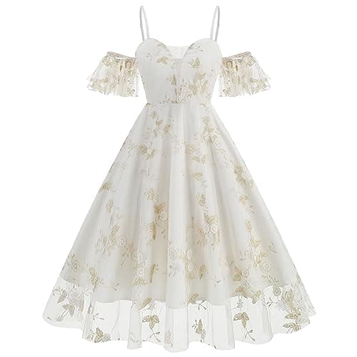 IWEMEK Women's Keyhole Floral Embroidery Cocktail Dress