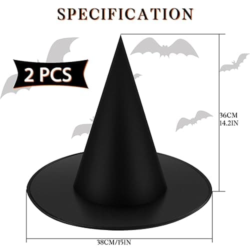 Black Halloween Witch Hat Set for Party Decorations