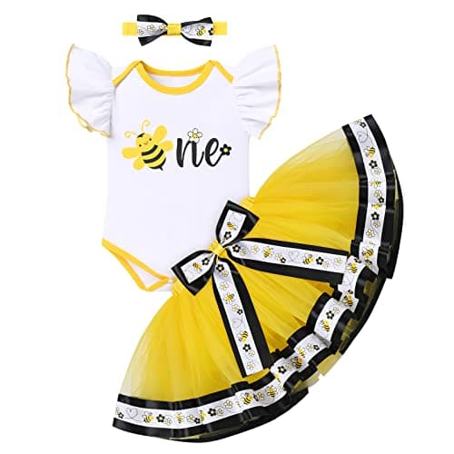 Baby Girl Unicorn Bee Theme Birthday Party Outfit