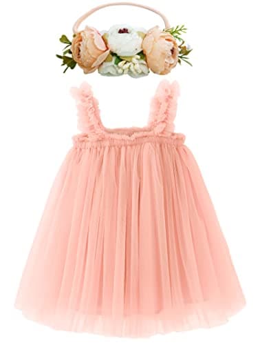 Rainbow Tutu Dress with Flower Headband for Toddlers