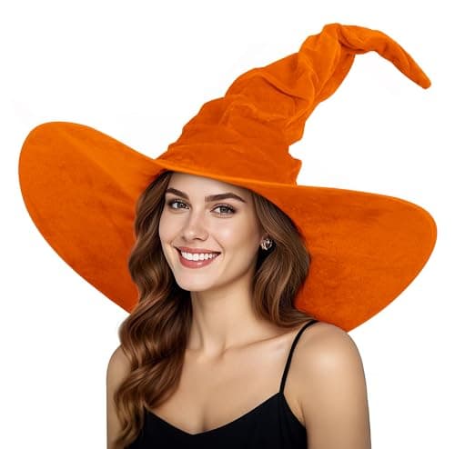 JEGERMIG Women's Oversized Masquerade Witch Hat with Velvet Brim Party Accessory
