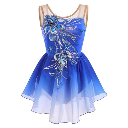 ODASDO Women's Ice Skating Ballet Dance Leotard with Sequin Embroidery