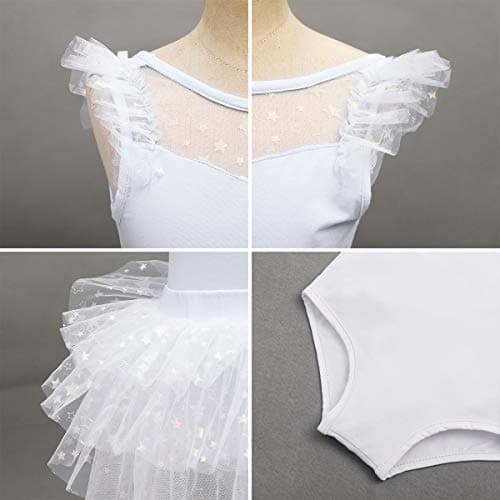 Girls' Dance Leotard with Tutu Skirt and Back Bow - Classic Ballet and Gymnastics Outfit