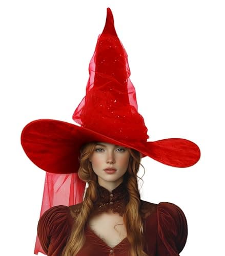VZQI Black Witch Hat Large Mesh for Women Adults Halloween