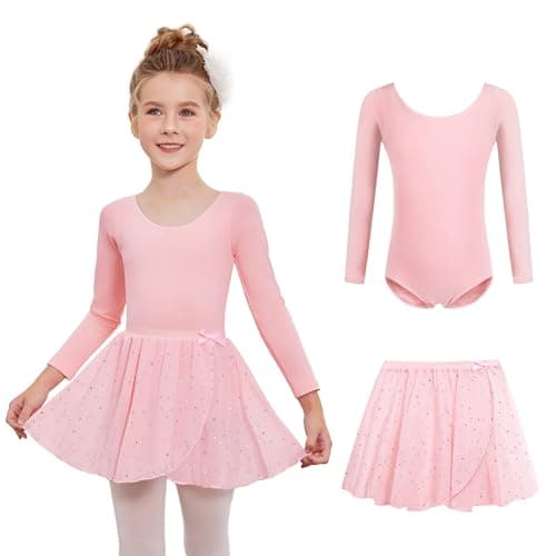 Zaclotre Girls' Long Sleeve Shiny Ballet Leotard Dance Outfit for 3-11Y