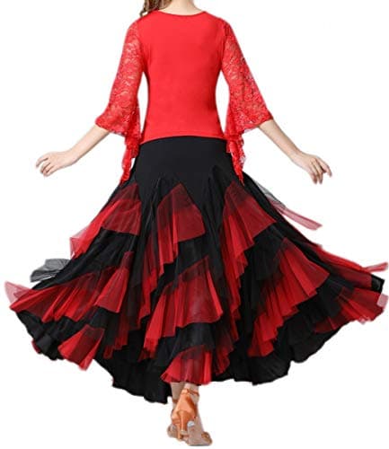 CISMARK Elegant Ballroom Latin Dance Party Swing Skirt for Women