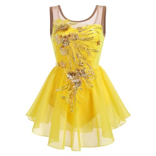 ODASDO Women's Ice Skating Ballet Dance Leotard with Sequin Embroidery