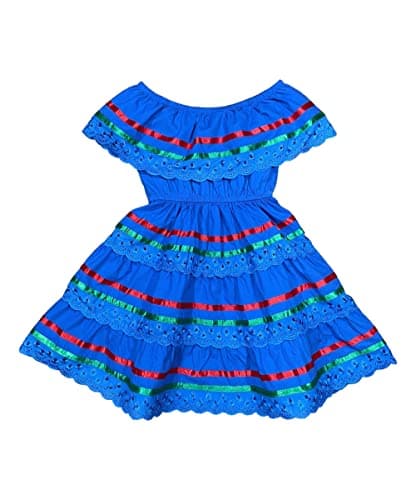 Unik Girl's Traditional Mexican Birthday, Christmas, Cinco de Mayo Cultural Dress Size 2-14