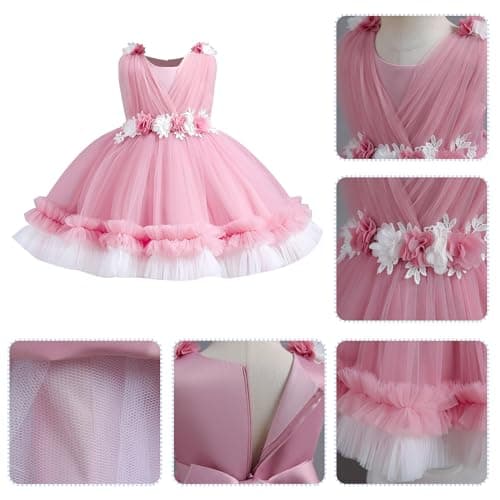 OBEEII Baby Girls Flower Tulle Tutu Dress for Formal Events