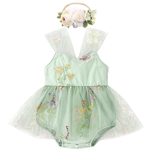 Infant Baby Girl Tulle Romper Outfit with Headband