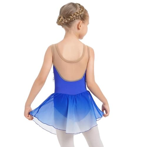 ODASDO Girl Ice Skating Dress Sequin Flower Chiffon Skirt for Competition