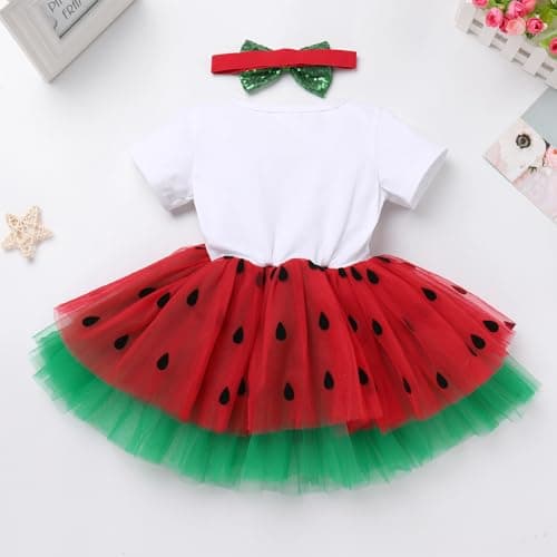 ODASDO Watermelon Birthday Party Dress with Headband for Girls