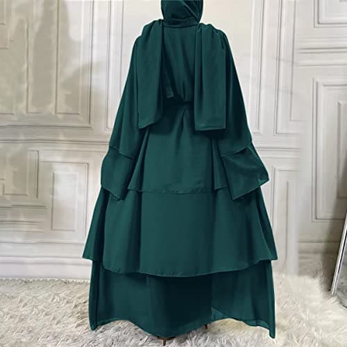 IDOPIP Women's Muslim Abaya Dress - Long Sleeve Dubai Cardigan Robe
