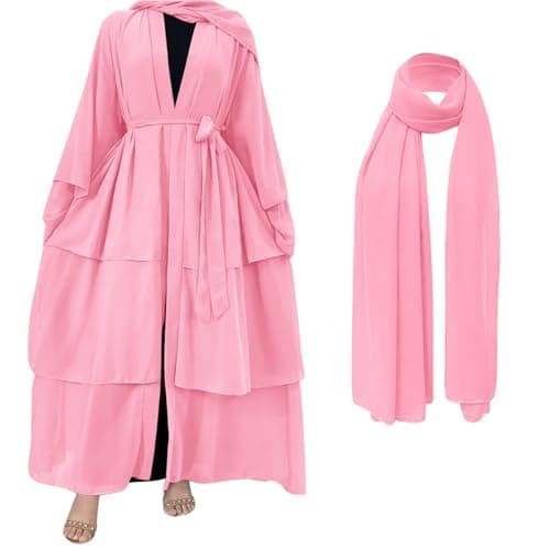 ODIZLI Women's Dubai Style Solid Color Cardigan Robe for Ramadan Modest Fashion