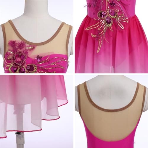 ODASDO Women's Ice Skating Ballet Dance Leotard with Sequin Embroidery