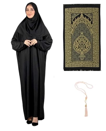 Prien Women's Hijab Rug Tasbih Islamic Prayer Dress for Eid Ramadan