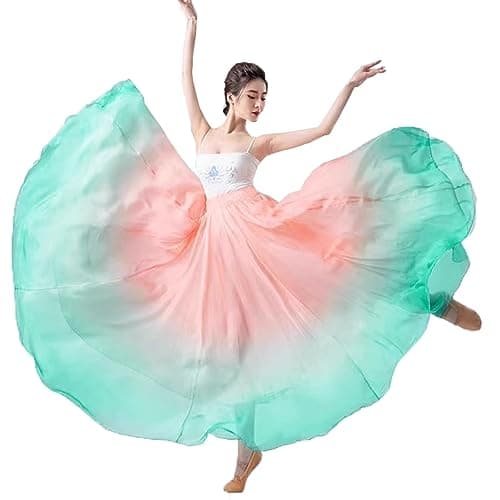 ORIDOOR Graduated Color 35" Lyrical Dance Skirt for Women