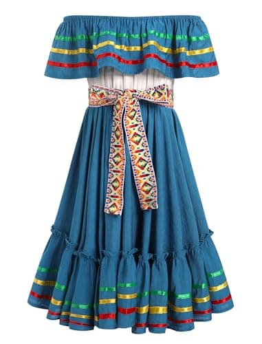 IMEKIS Toddler Girl Traditional Mexican Embroidered Floral Dress 4-10T