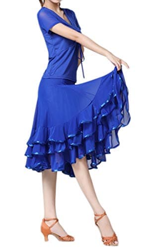 CISMARK Elegant Ballroom and Latin Flamenco Dance Skirt for Women
