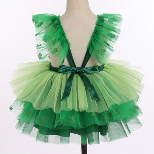 ODASDO Baby Girl Easter/St. Patrick's Day Party Tutu Dress & Bowknot Headband Set