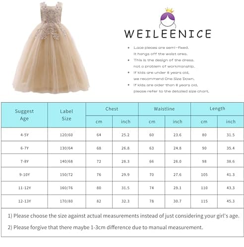 Weileenice Little/Big Girls Lace Bridesmaid Dress