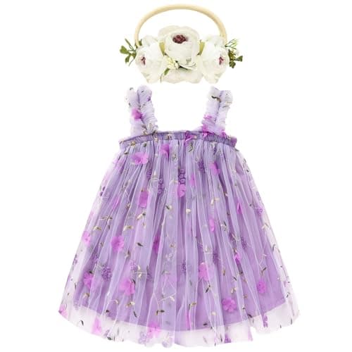 GRNSHTS Toddler Girl Floral Tutu Dress with Headband