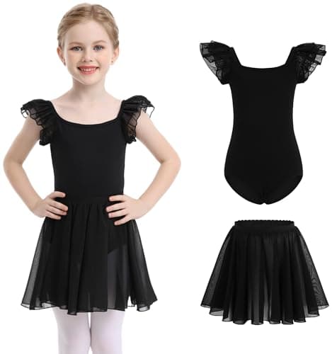 Mecceos Girls' Ballet Leotards - Short/Long Sleeve Skirts
