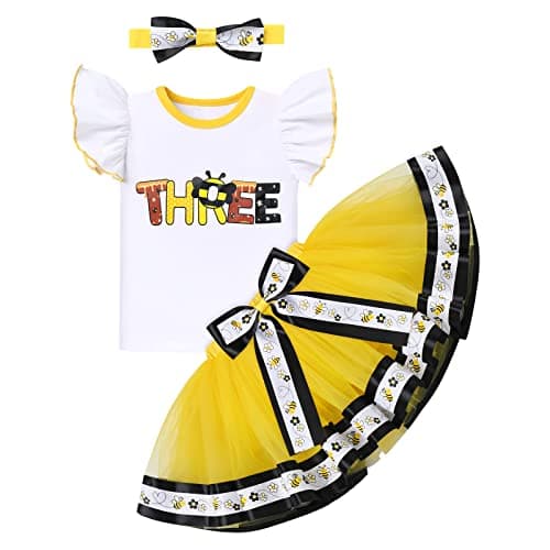 Baby Girl Unicorn Bee Theme Birthday Party Outfit