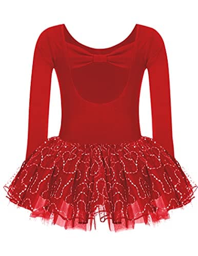 Zaclotre Girls Ballet Long Sleeve Leotards with Tutu Skirt Dance Dress