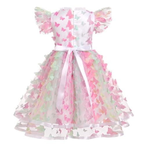 ODASDO Girls A-line Tutu Tulle Ruffle Sleeve Dresses for Birthday Party