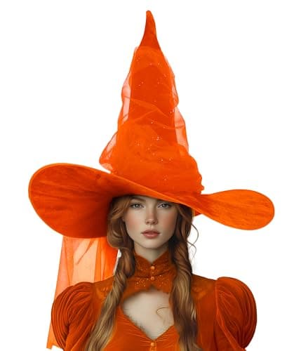 VZQI Black Witch Hat Large Mesh for Women Adults Halloween