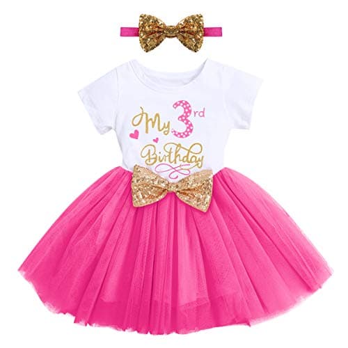 ODASDO Baby Girl 1st/2nd/3rd Birthday Princess Tulle Dress with Headband