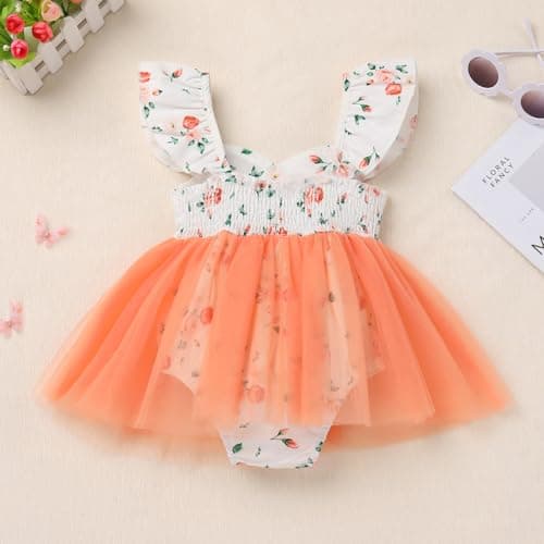 ODASDO Baby Girl 1st Birthday Floral Tulle Tutu Dress with Headband
