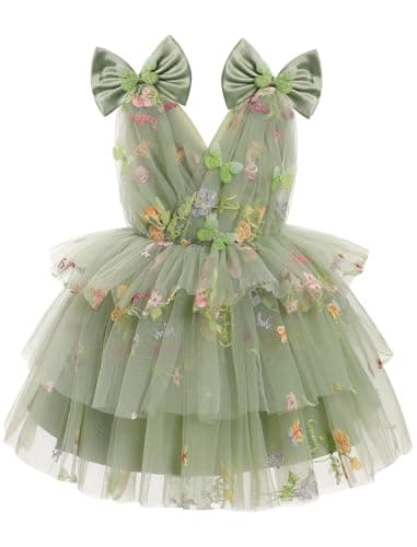 IMEKIS Toddler Girls Rainbow Butterfly Birthday Tutu Dress