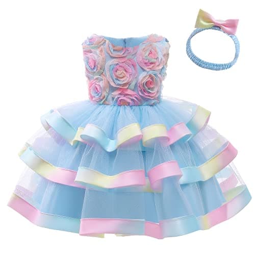 3M-6T Girls Elegant Ruffle Flower Dress for Pageant Party Wedding