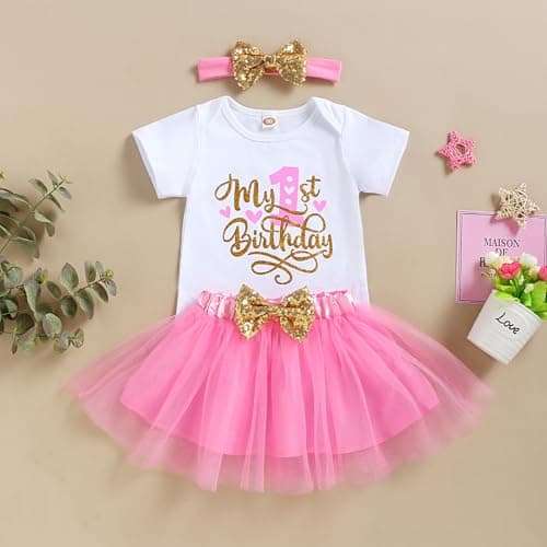 GRNSHTS Baby Girl First Birthday Tutu Smash Cake Outfit