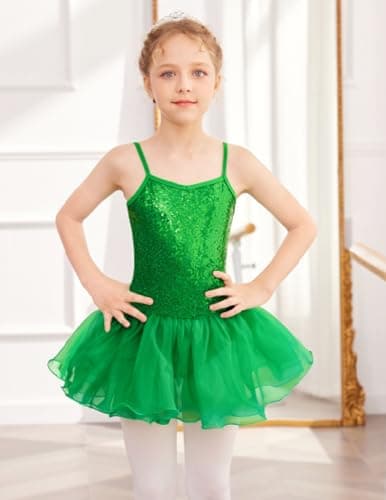 Sparkly Sequin Leotard Tutu Dress for Little Girls Ballet Dance Outfit