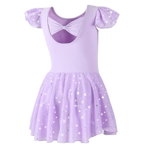 DIPUG Shiny Girls Ballet Leotard with Ruffle Sleeve