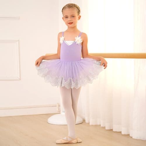 Ballet Leotards for Toddler Girls - Sequin Flower Camisole Dress