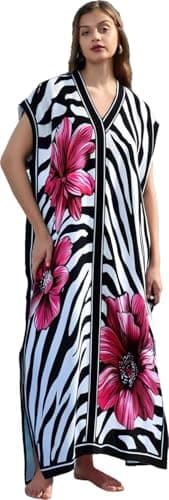 RanRui Ethnic Floral Kaftan Dress for Women Boho Swim Cover-Up