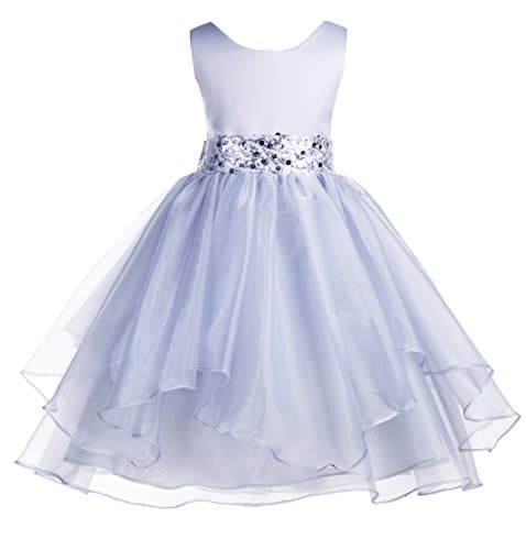 ekidsbridal Asymmetric Ruffled Organza Sequin Flower Girl Dress