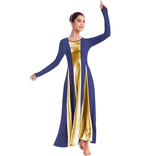 IBAKOM Women's Liturgical Praise Dance Dress Loose Fit Long Sleeve