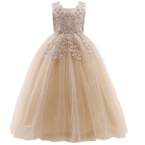 Weileenice Little/Big Girls Lace Bridesmaid Dress