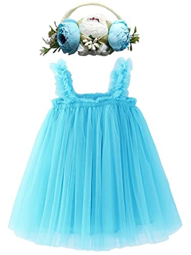 Rainbow Tutu Dress with Flower Headband for Toddlers