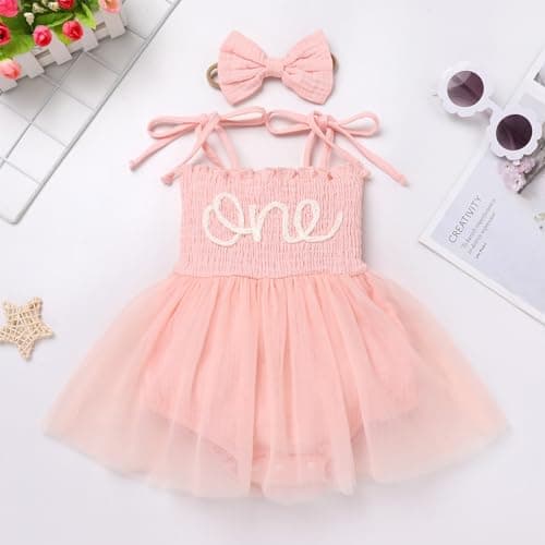 IMEKIS Boho Strawberry Romper Tulle Dress & Headband for Baby Girls Summer Photo Shoot