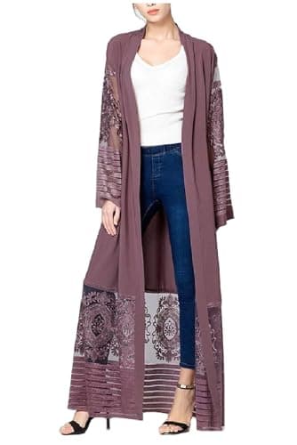 WSPLYSPJY Embroidered Women's Open Abaya Muslim Dress Dubai Kaftan Robe