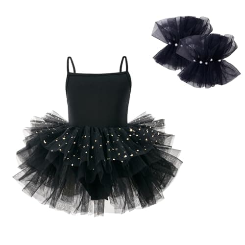 CARTEEL Toddler Girls Ballet Dress with Shiny Tulle Cuffs
