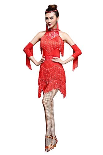 Women's Rhinestone Fringe Flapper Party Dress for Latin Salsa Ballroom Dancing